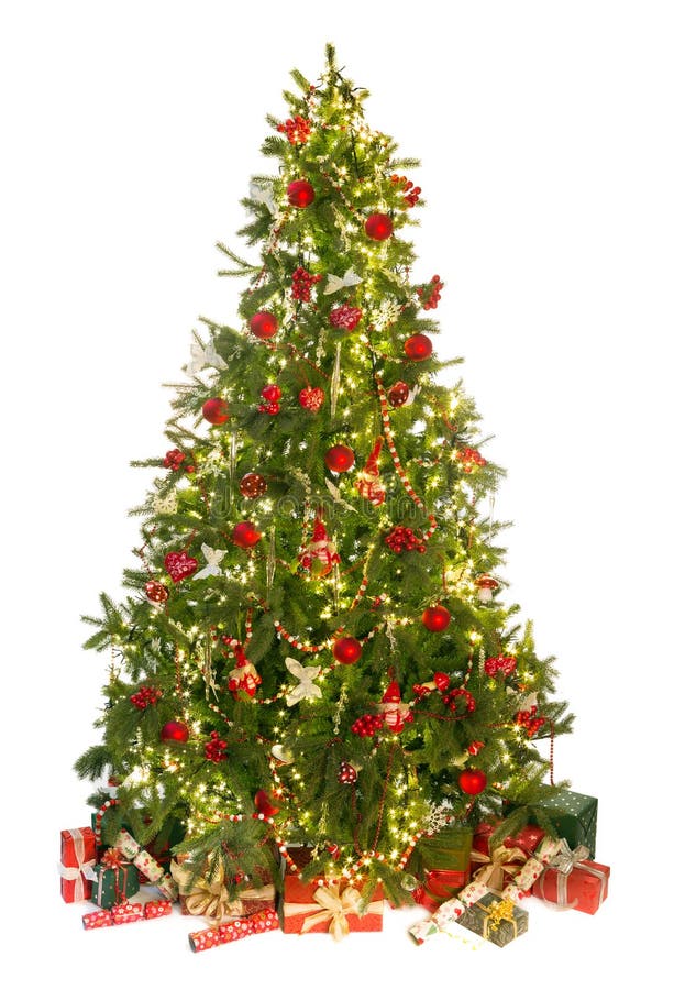 Árvore de Natal sobre fundo branco imagem de stock royalty free