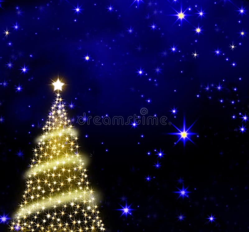 Árvore de Natal no fundo do céu das estrelas ilustração stock Árvore de Natal no fundo do céu das estrelas ilustração stock