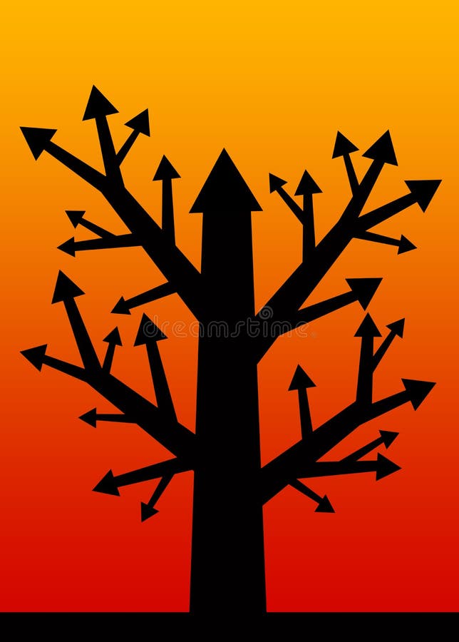 Tree with results and profit going up. Tree with results and profit going up