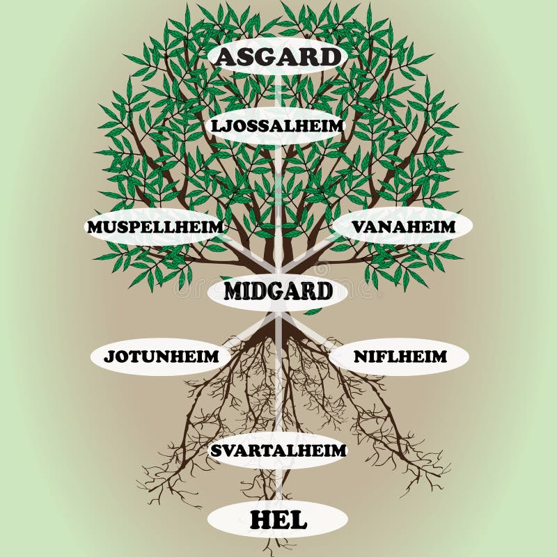 Árvore do mundo vetor do â€ de Yggdrasil do “da mitologia escandinava
