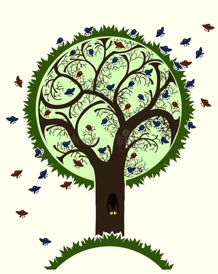 Árvore do pássaro ilustração do vetor Árvore do pássaro ilustração do vetor