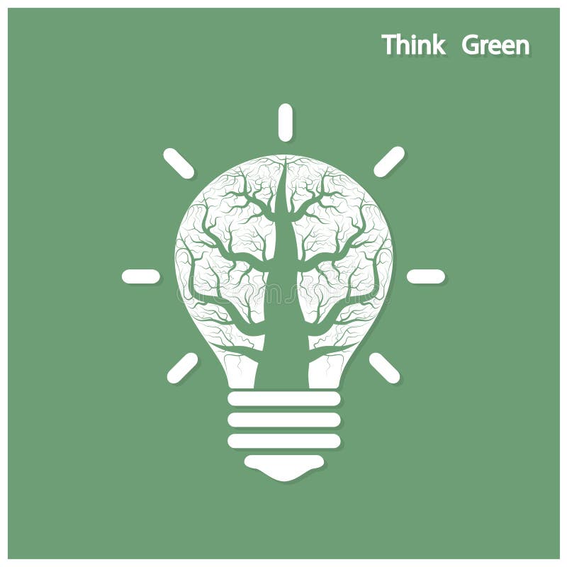 Green and initiative concept. Tree of green idea shoot grow in a light bulb . Vector illustration. Green and initiative concept. Tree of green idea shoot grow in a light bulb . Vector illustration