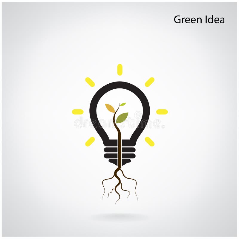 Green and initiative concept. Tree of green idea shoot grow in a light bulb. Vector illustration. Green and initiative concept. Tree of green idea shoot grow in a light bulb. Vector illustration
