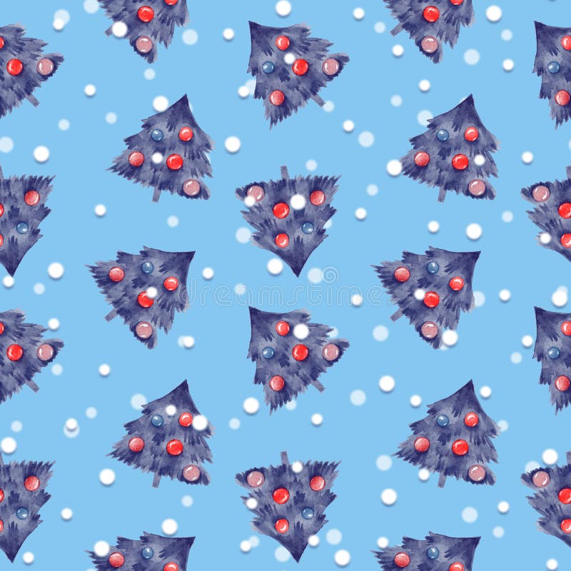 Árvore e bolas de abeto Teste padrão sem emenda do Natal ilustração stock