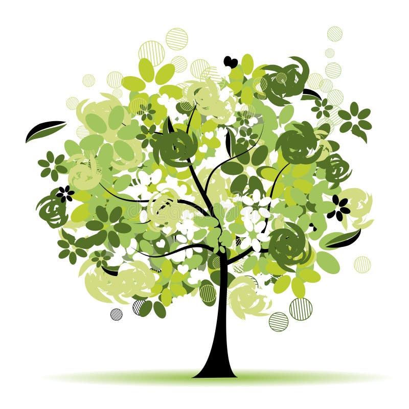 Árvore floral bela ilustração royalty free