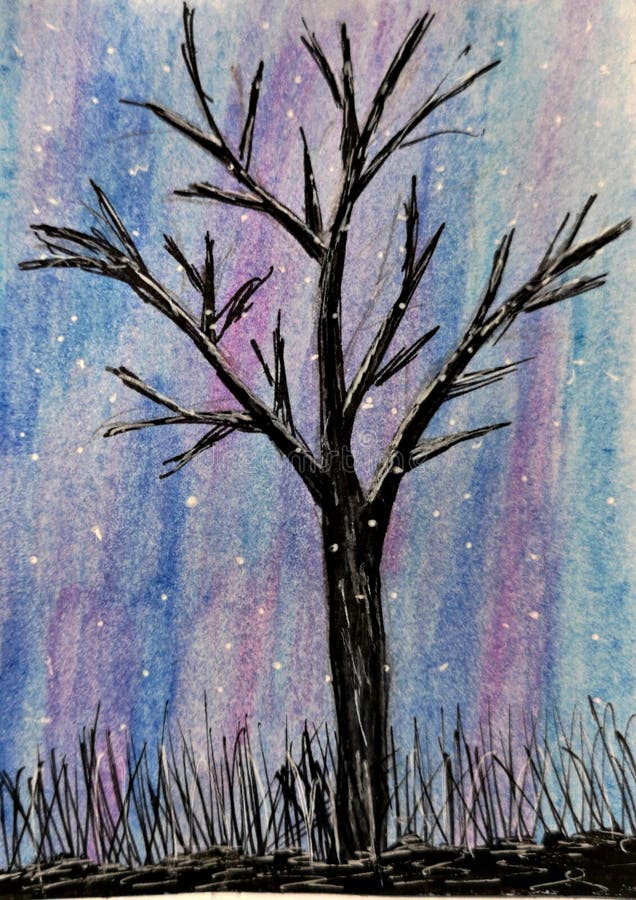 ?rvore na ilustra??o do inverno - aquarela ilustração do vetor ?rvore na ilustra??o do inverno - aquarela ilustração do vetor