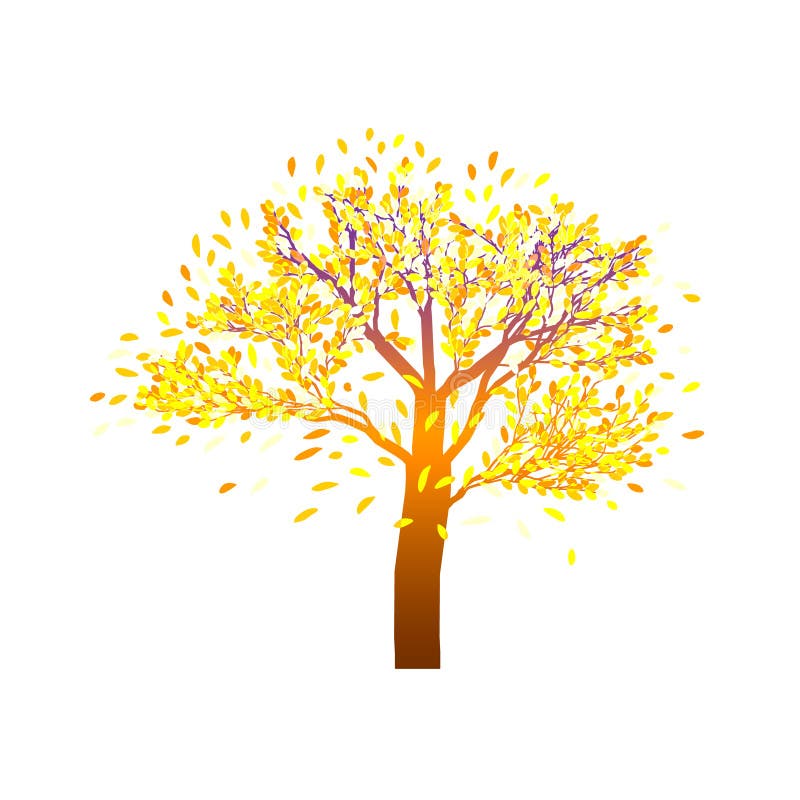 Árvore só do outono com folha brilhante, em um fundo transparente ilustração royalty free Árvore só do outono com folha brilhante, em um fundo transparente ilustração royalty free