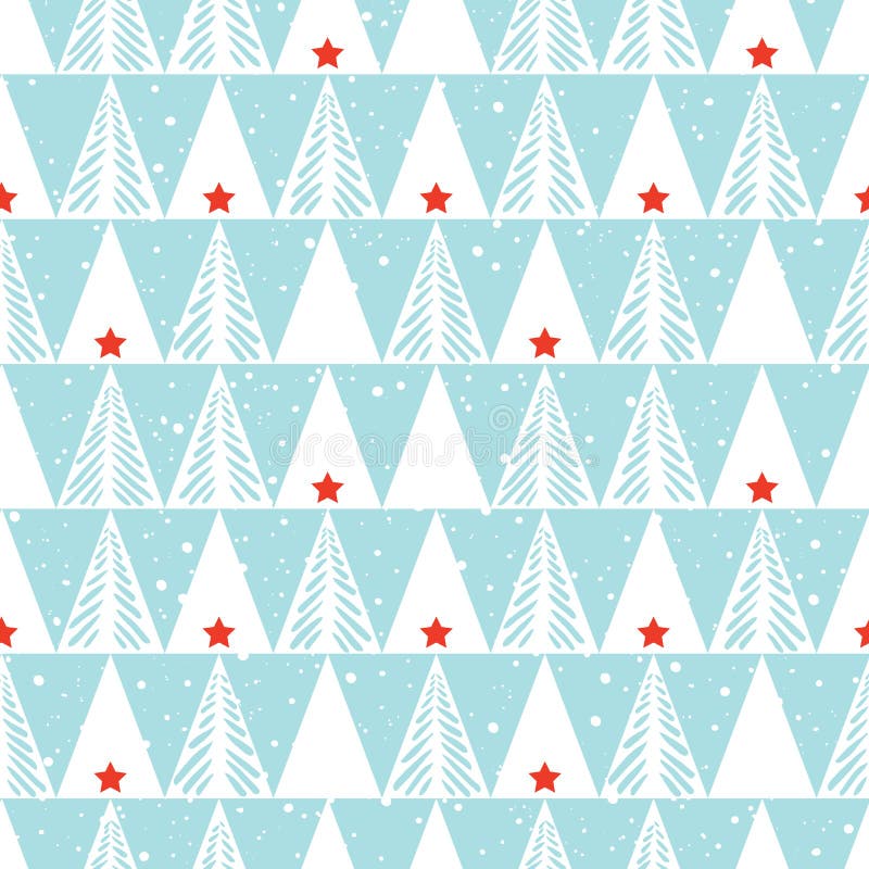 Árvores de Natal abstratas tiradas mão, neve, fundo sem emenda do teste padrão do vetor dos triângulos Escandinavo do feriado de ilustração royalty free Árvores de Natal abstratas tiradas mão, neve, fundo sem emenda do teste padrão do vetor dos triângulos Escandinavo do feriado de ilustração royalty free