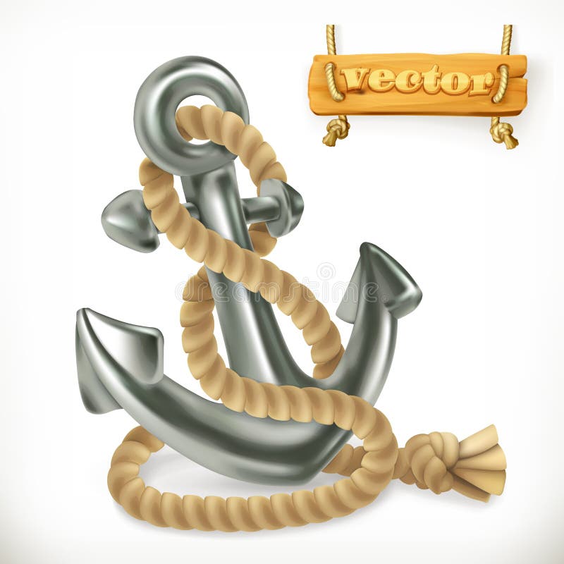 Âncora, ícone do vetor 3d ilustração royalty free Âncora, ícone do vetor 3d ilustração royalty free