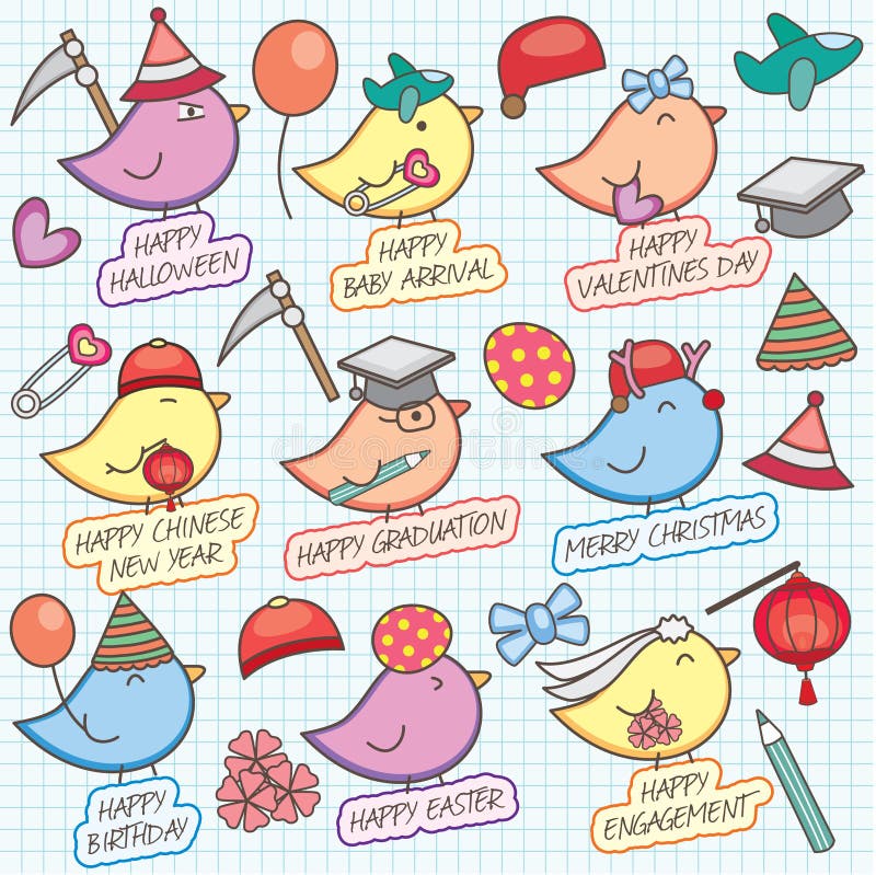 Cute birdy celebration clip art