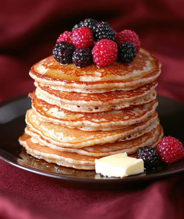 Ädelstackar av pannkakor som fyllts med färska bär royaltyfri illustrationer