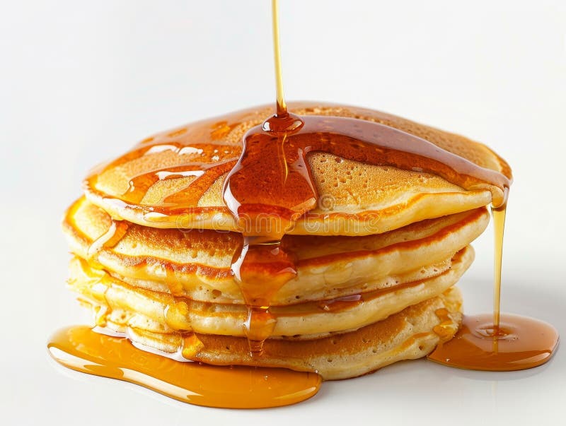 Ädelstenar av guldpannkakor som har droppats med sockerrörsirap royaltyfri illustrationer