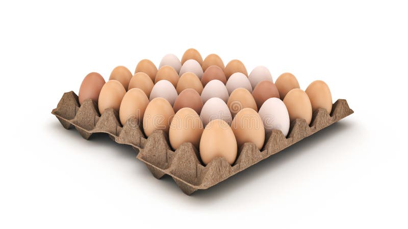 Ägg i lådor 3d-rendering. Ägg i lådor 3d-återgivning
