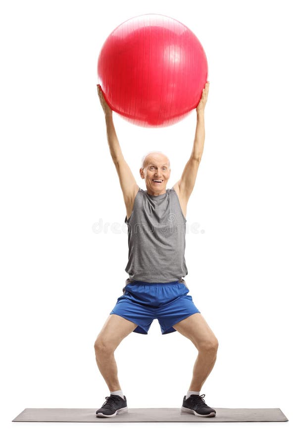 Äldre man som övar med en konditionboll fotografering för bildbyråer Äldre man som övar med en konditionboll fotografering för bildbyråer