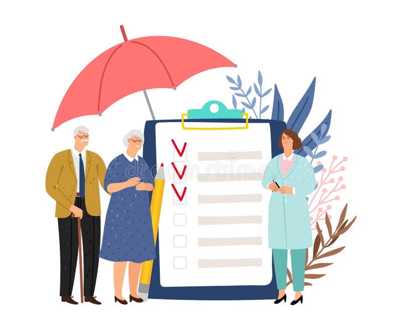 Äldre sjukförsäkring vektor illustrationer