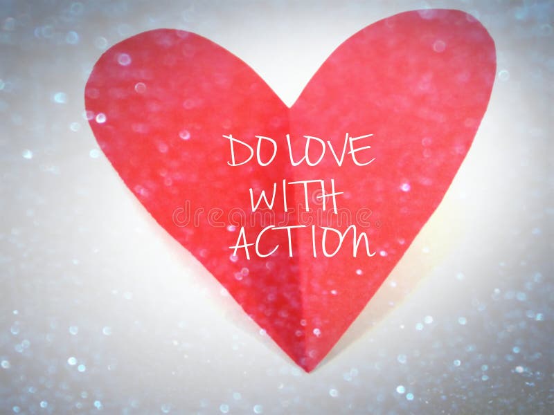 Älska med handling, citera på rött hjärta