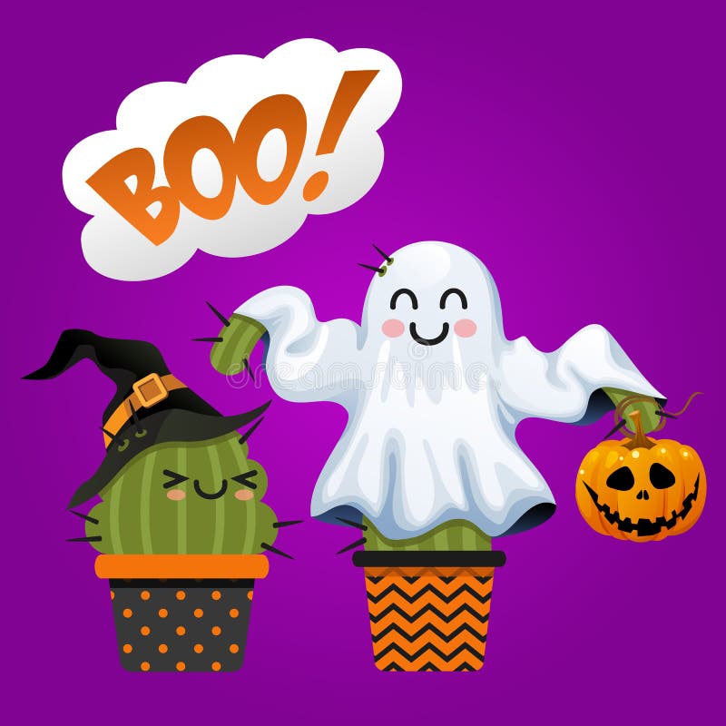 Älska par av kaktuns i halloween dräkter vektor illustrationer