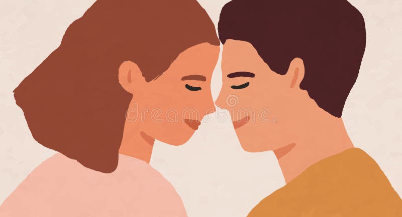 älskat sött par. Ung man och kvinna i romantiska relationer. pojkvän och flickvän. handdragen stock illustrationer