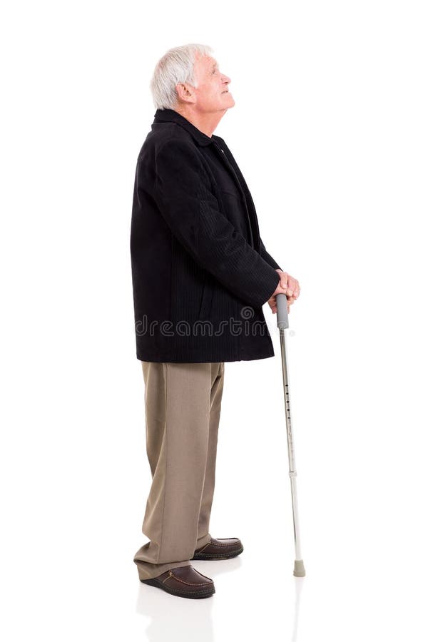 Älterer Mann, der oben schaut lizenzfreie stockfotos