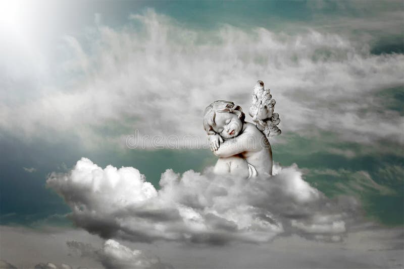 Guardian angel sleeping on the cloud. Guardian angel sleeping on the cloud