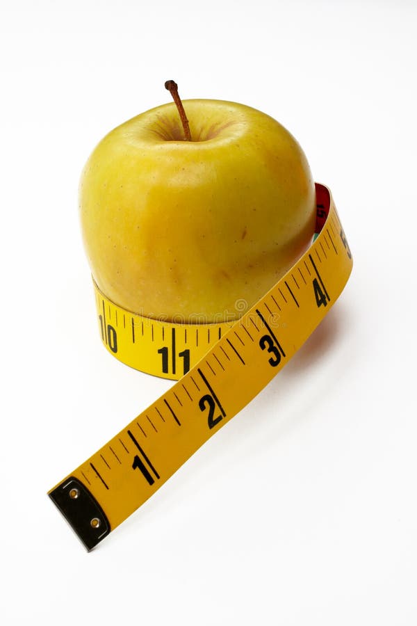 Yellow Apple with tape measure. Yellow Apple with tape measure