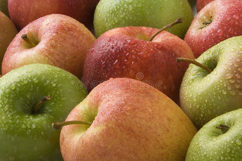 Close up of apples with water drops. Close up of apples with water drops