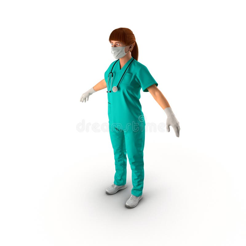 Ärztinganzaufnahme auf weißer Illustration 3D