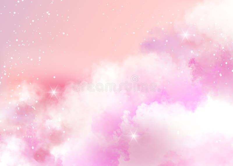 ätherischer Hintergrund von rosa Wolken und von Sternen