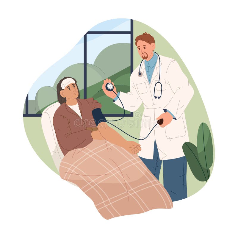 Ålder som får blodtryckskontroll. Vector. stock illustrationer