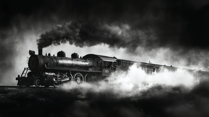 Ånglok som färdas genom ett fogslandskap stock illustrationer
