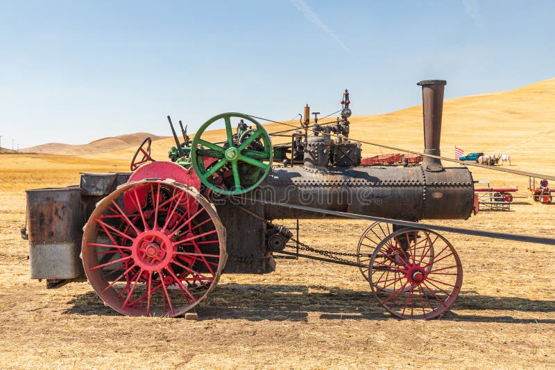 USA, Washington State, Whitman County. Palouse. September 6, 2021. Antique Case Steam Tractor. Circa 1915 - 1920. USA, Washington State, Whitman County. Palouse. September 6, 2021. Antique Case Steam Tractor. Circa 1915 - 1920