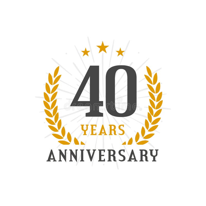 40 år för lagerkrans för årsdag guld- emblem för logo stock illustrationer 40 år för lagerkrans för årsdag guld- emblem för logo stock illustrationer