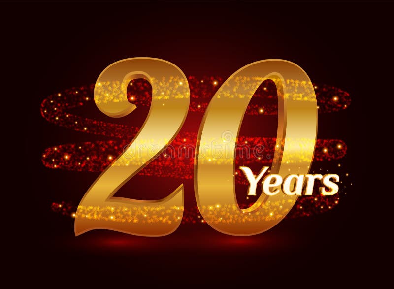 20 år guld- logoberöm för årsdag 3d med att blänka den spiral slingan för stjärnadamm som mousserar partiklar Tjugo år anniversa stock illustrationer 20 år guld- logoberöm för årsdag 3d med att blänka den spiral slingan för stjärnadamm som mousserar partiklar Tjugo år anniversa stock illustrationer