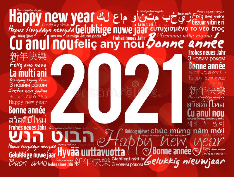 2021 års lyckliga nyår på olika språk firar ordmolnet