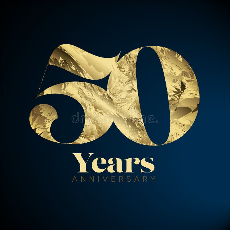 50-årsjubileum Logo Elegant Gold Design stock illustrationer