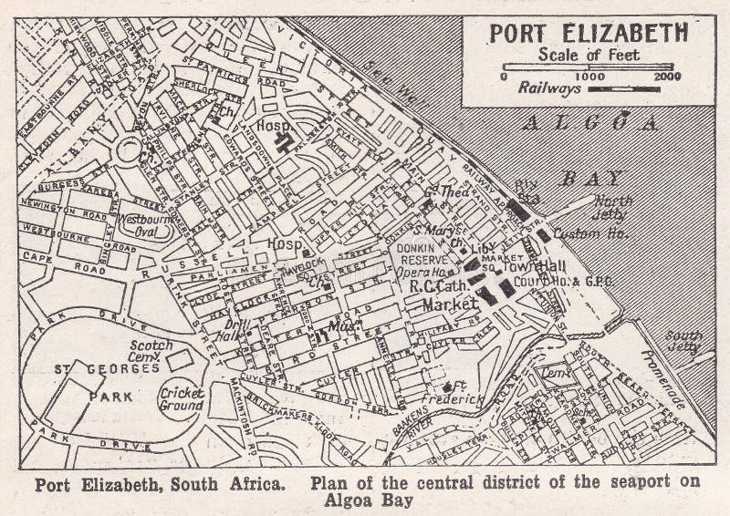 årskarta för porten Elizabeth 1930s. arkivbilder