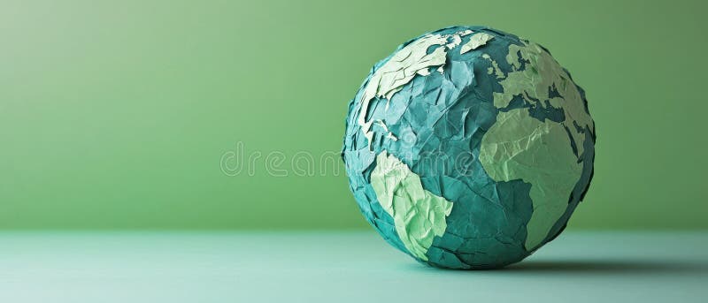 Återvunnet papper i världen som representerar hållbarhet och global medvetenhet arkivbild
