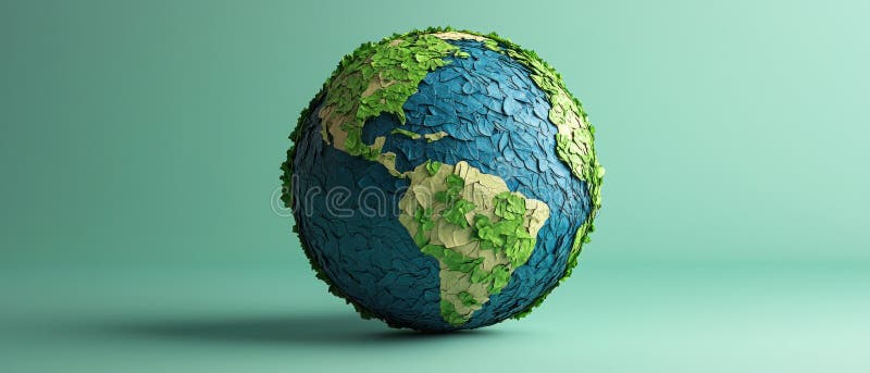 Återvunnet papper i världen som representerar hållbarhet och global medvetenhet arkivfoto
