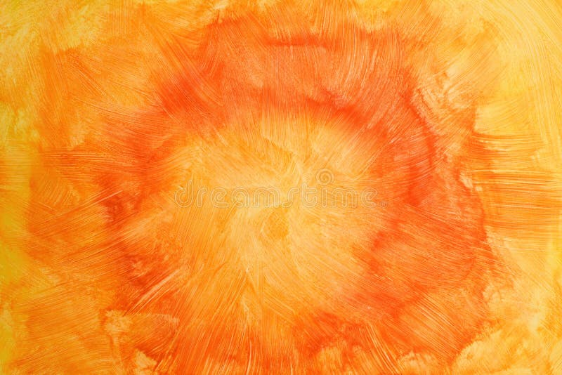 Åtgärdsmålning Bakgrund för abstrakt handmålad gul och orange teckning Flerfärgade penseldrag och pensel