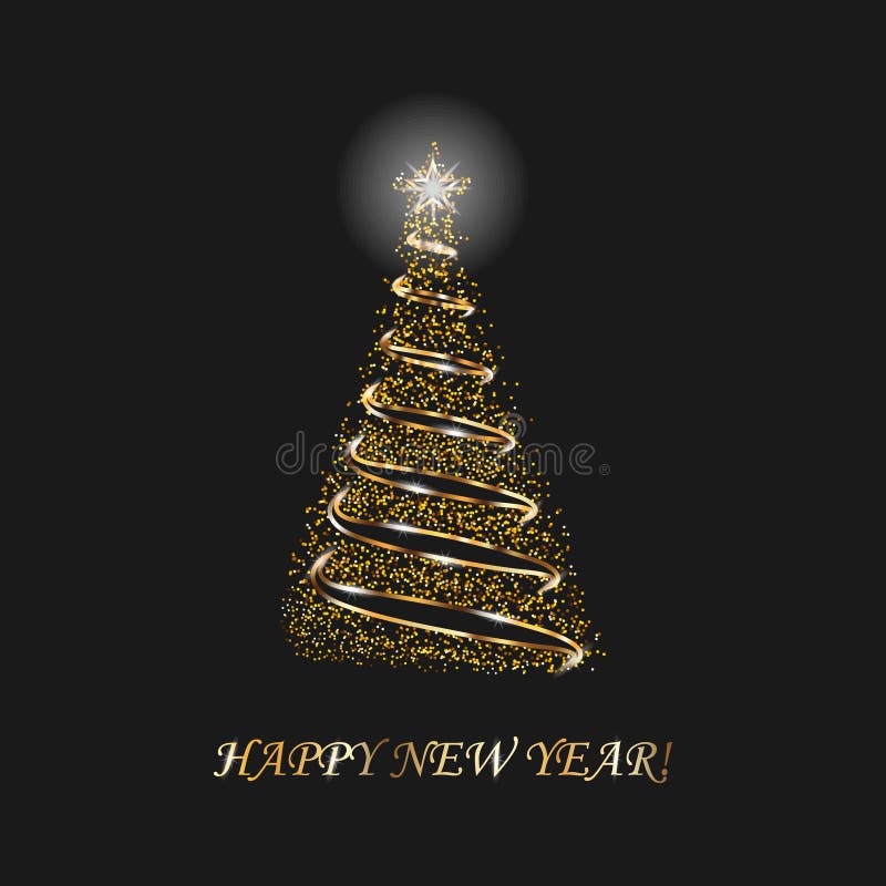 卡片的圣诞树3d 黑色背景 作为新年快乐,圣诞快乐假日的标志的圣诞树 皇族释放例证 卡片的圣诞树3d 黑色背景 作为新年快乐,圣诞快乐假日的标志的圣诞树 皇族释放例证