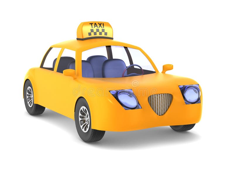 Żółty taxi na białym tle Odosobniony wizerunek 3D ilustracji Żółty taxi na białym tle Odosobniony wizerunek 3D ilustracji