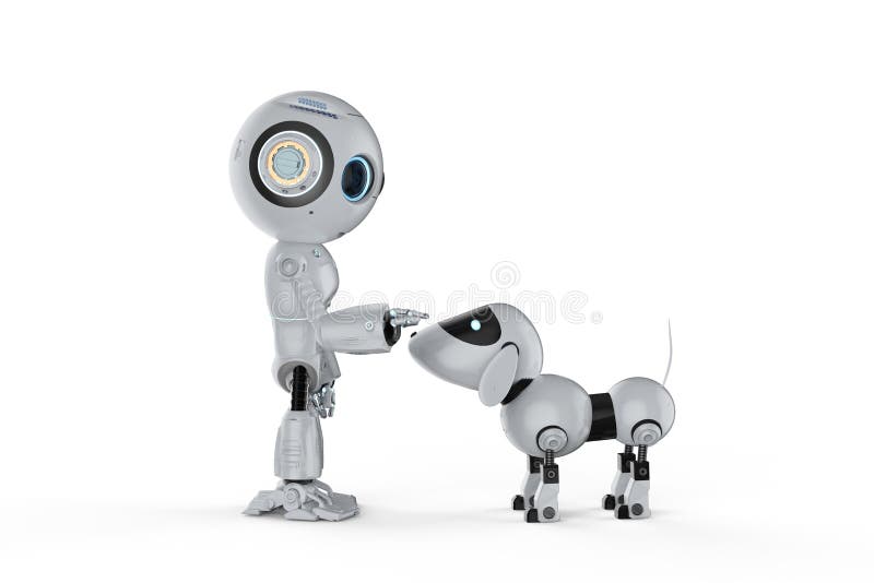Śliczny robot z psem ilustracja wektor