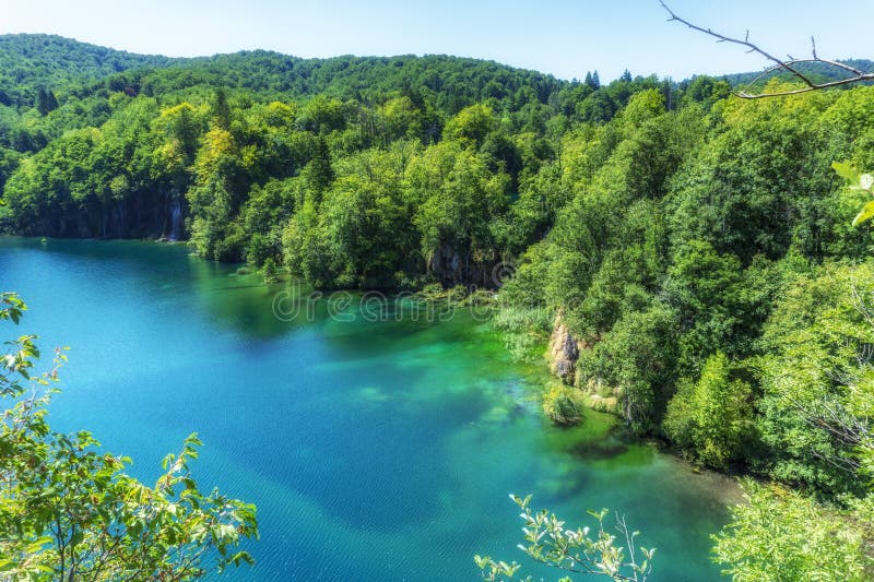 Światło, cień i kolory, Magiczny Plitvice park narodowy obraz stock