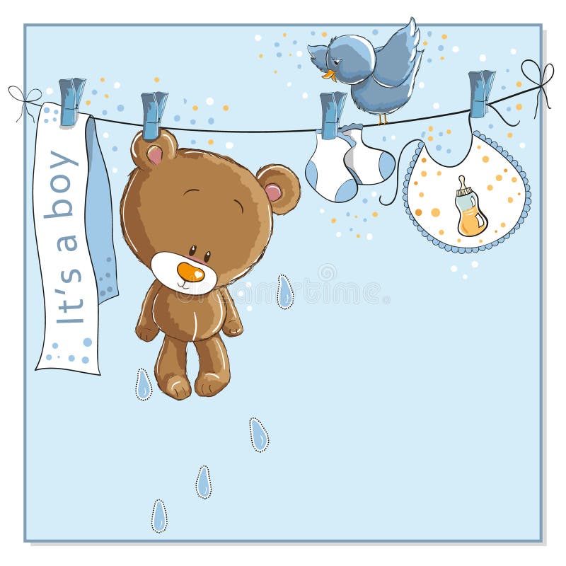 É um menino - cartão do anúncio do bebê ilustração royalty free É um menino - cartão do anúncio do bebê ilustração royalty free