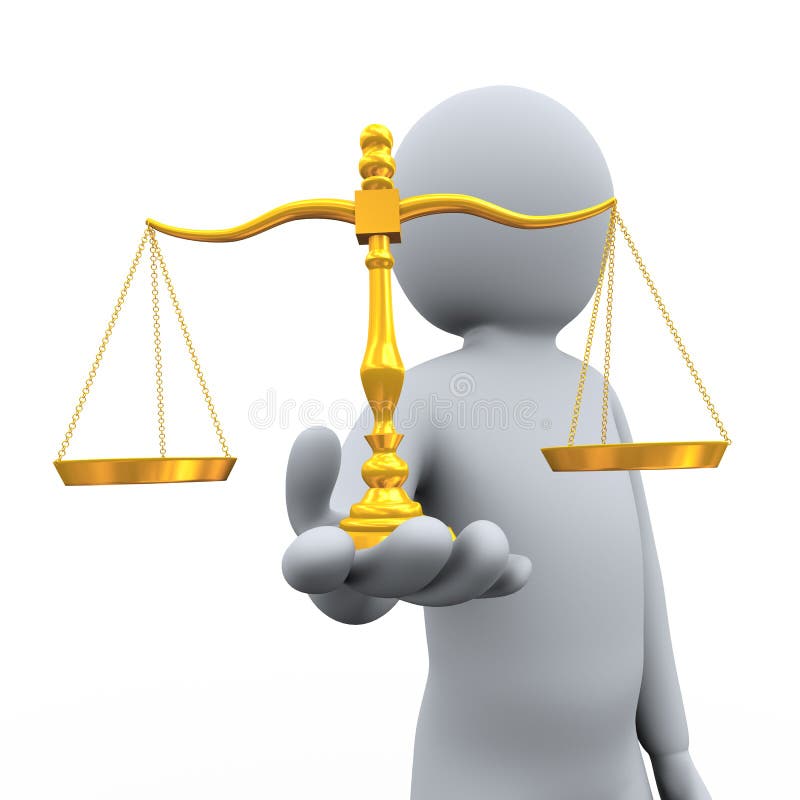 3d illustration of person holding golden scale of balance. 3d rendering of people - human character. 3d illustration of person holding golden scale of balance. 3d rendering of people - human character.