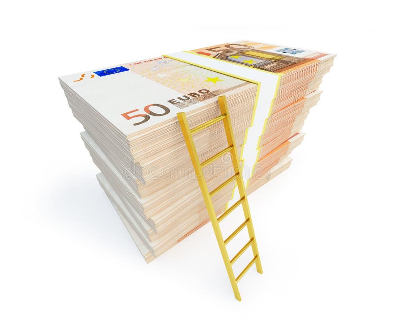 Échelle sur la pile des paquets d'euro illustration libre de droits Échelle sur la pile des paquets d'euro illustration libre de droits