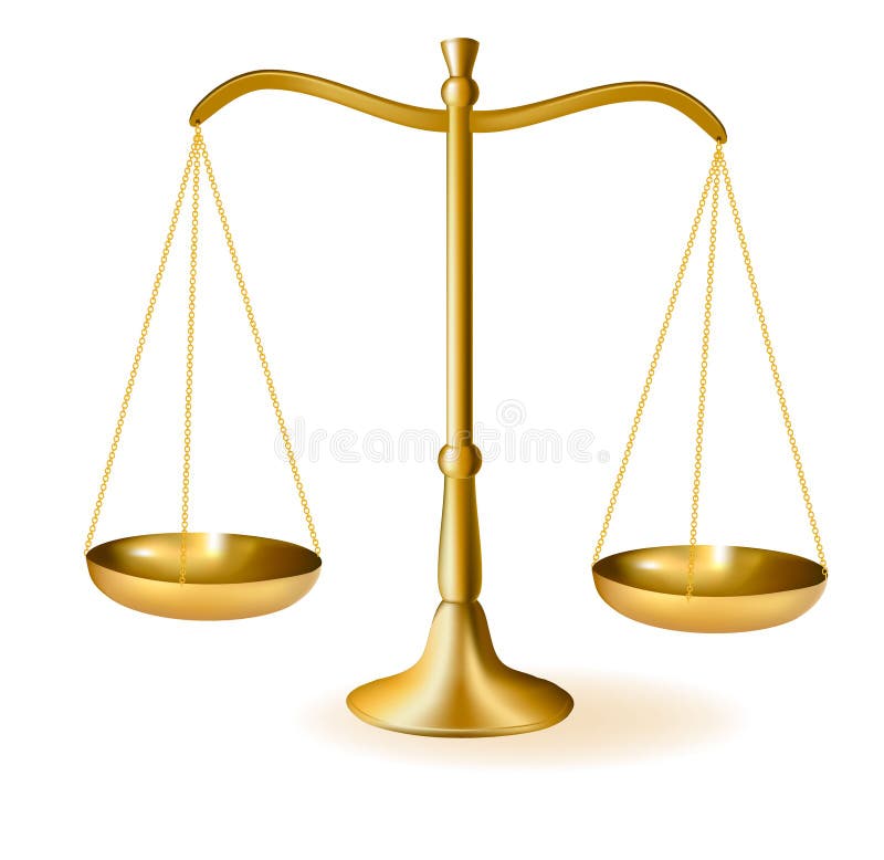 Brass scales of justice. Vector illustration. Brass scales of justice. Vector illustration.