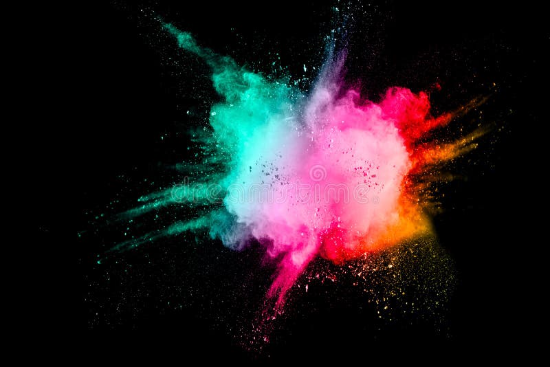 Colored powder splash cloud isolated on black background. Colored powder splash cloud isolated on black background