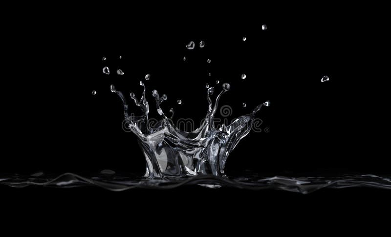 Éclaboussure de couronne de l'eau vue d'un côté, sur le fond noir. illustration libre de droits Éclaboussure de couronne de l'eau vue d'un côté, sur le fond noir. illustration libre de droits