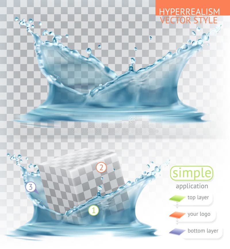 Éclaboussure de l'eau avec le transparent Application de style de vecteur de hyperréalisme illustration de vecteur